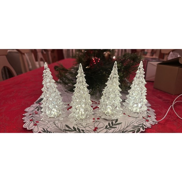 Lemax Lighted Christmas Trees Set of 4 - Picture 2 of 5